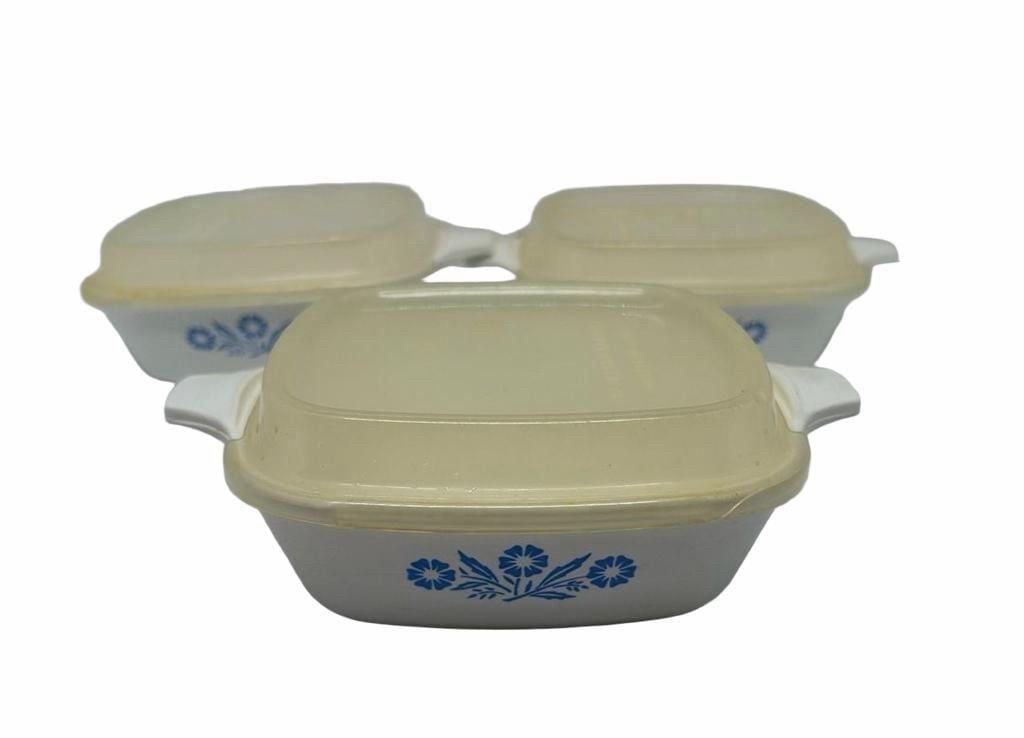 CorningWare Blue Cornflower P-41 Petite Pan Casserole Set of 3 2