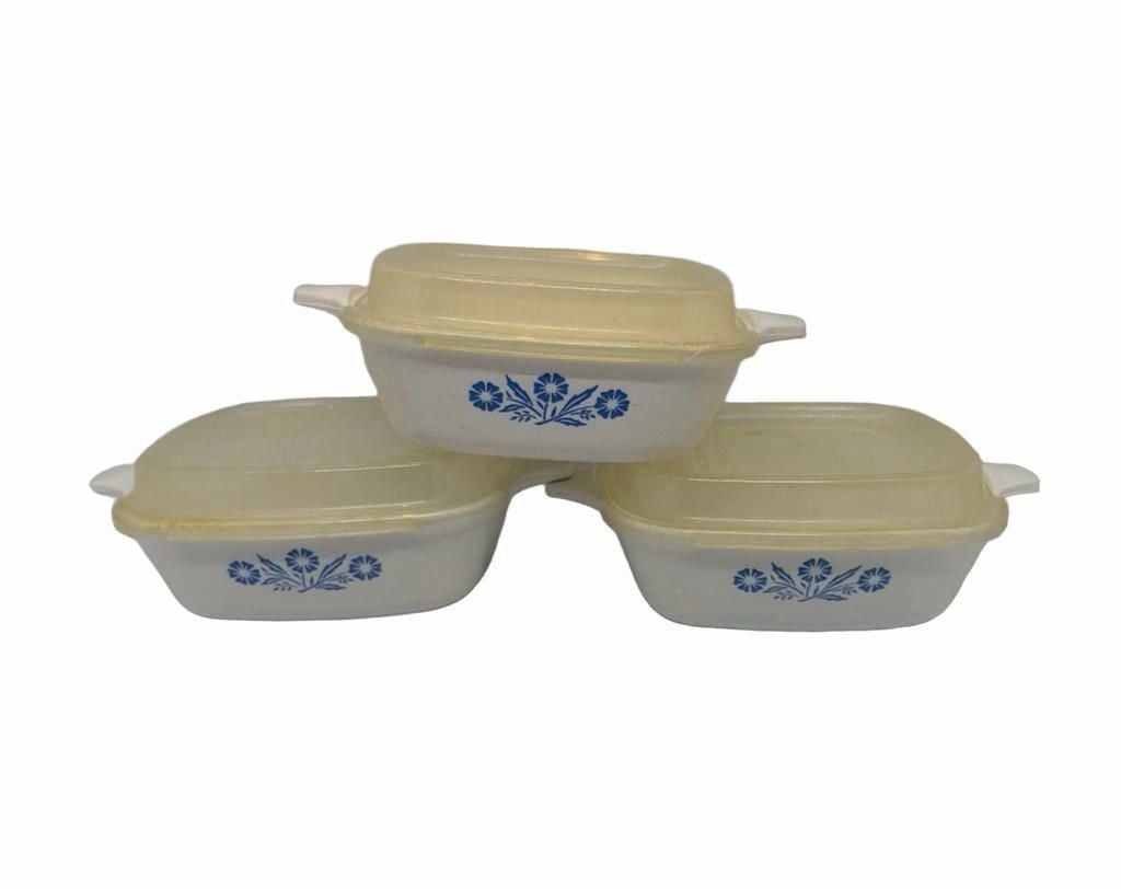 CorningWare Blue Cornflower P-41 Petite Pan Casserole Set of 3 3