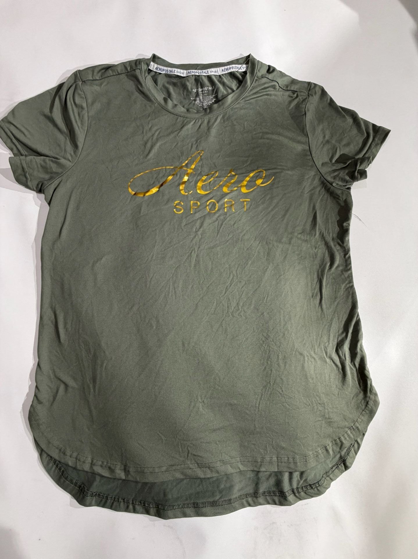 Aeropostale Sport Olive Green Gold Logo Graphic Tee Shirt XL 2