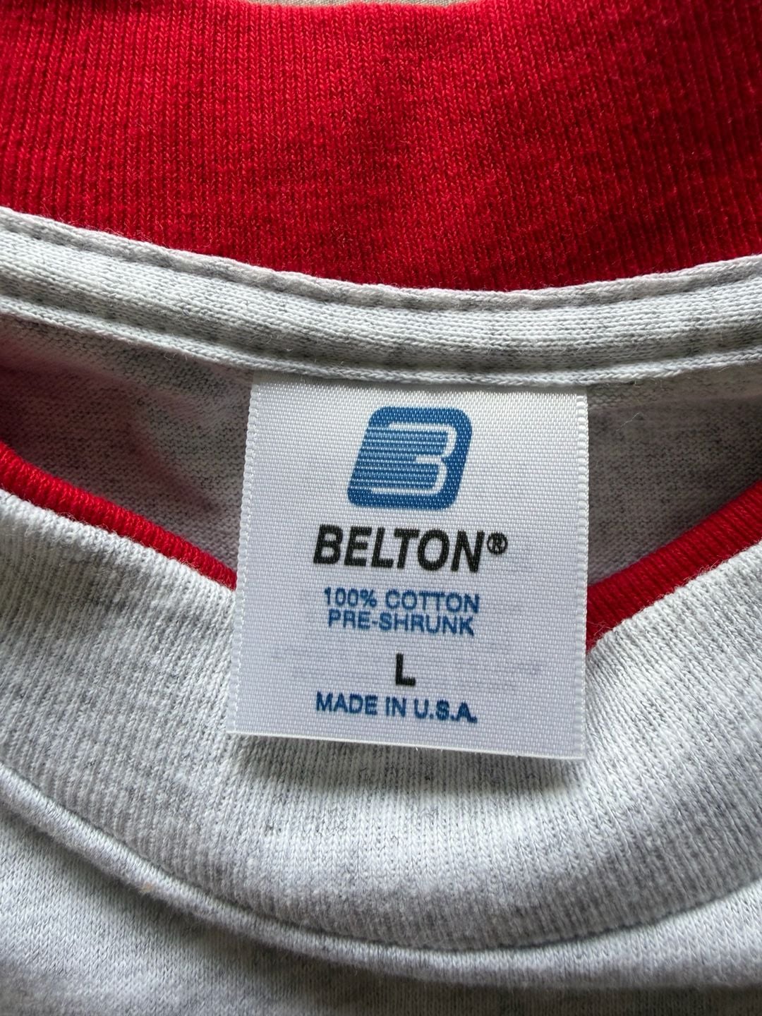 Vintage Belton Graphic T-Shirt Gray Red Trim 4