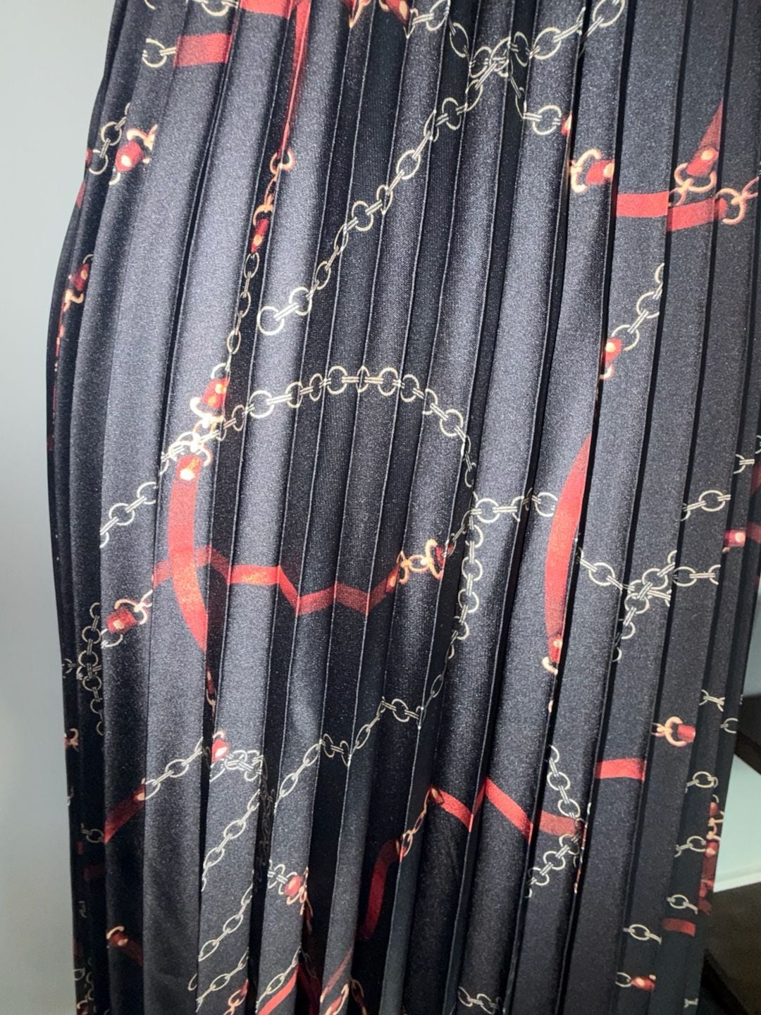 41 Hawthorn Dress Size S Black Pleated Chain Print Midi Maxi Sleeveless 5