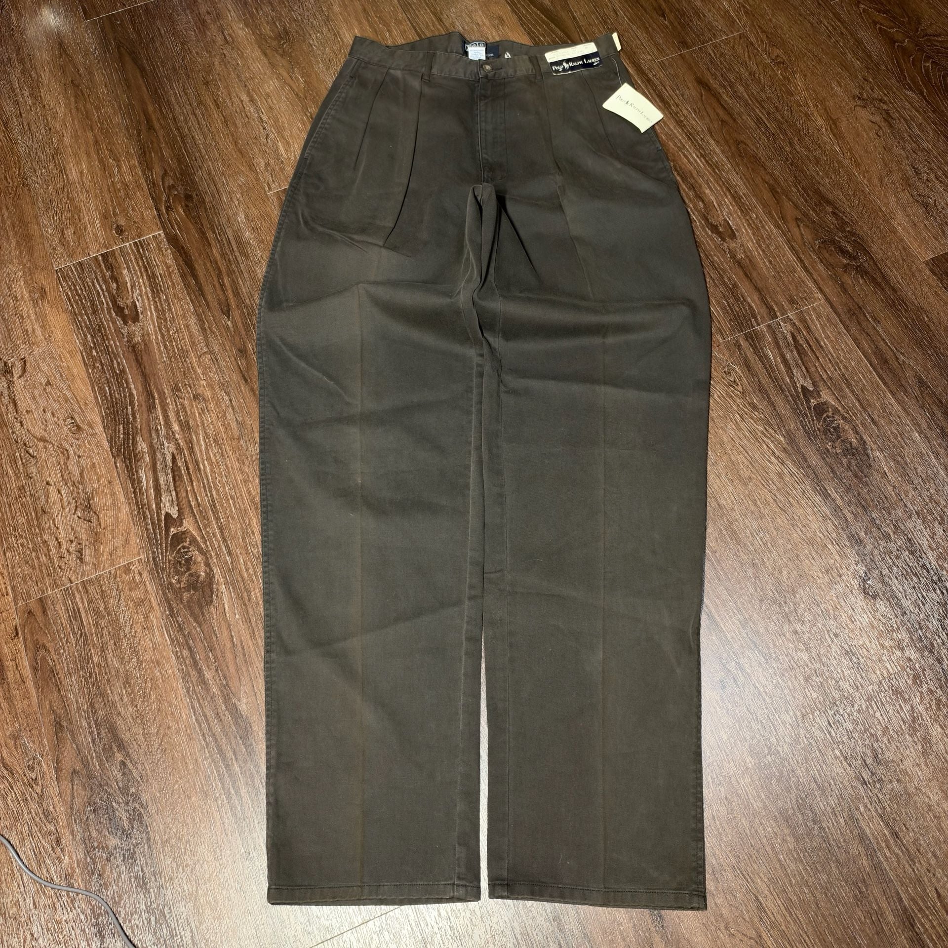 New Polo Ralph Lauren Classic Chino Pants 32x36 Dark Olive Pleated Pants 2