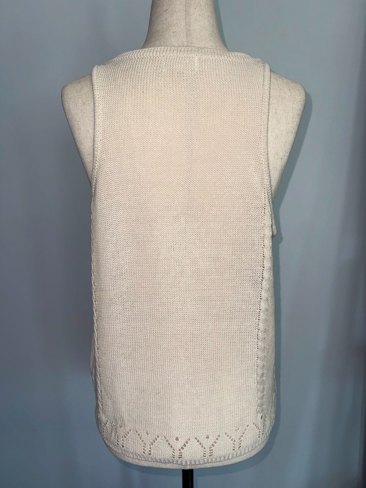 POL Floral Embroidered Knit Tank Top Size L Beige 3