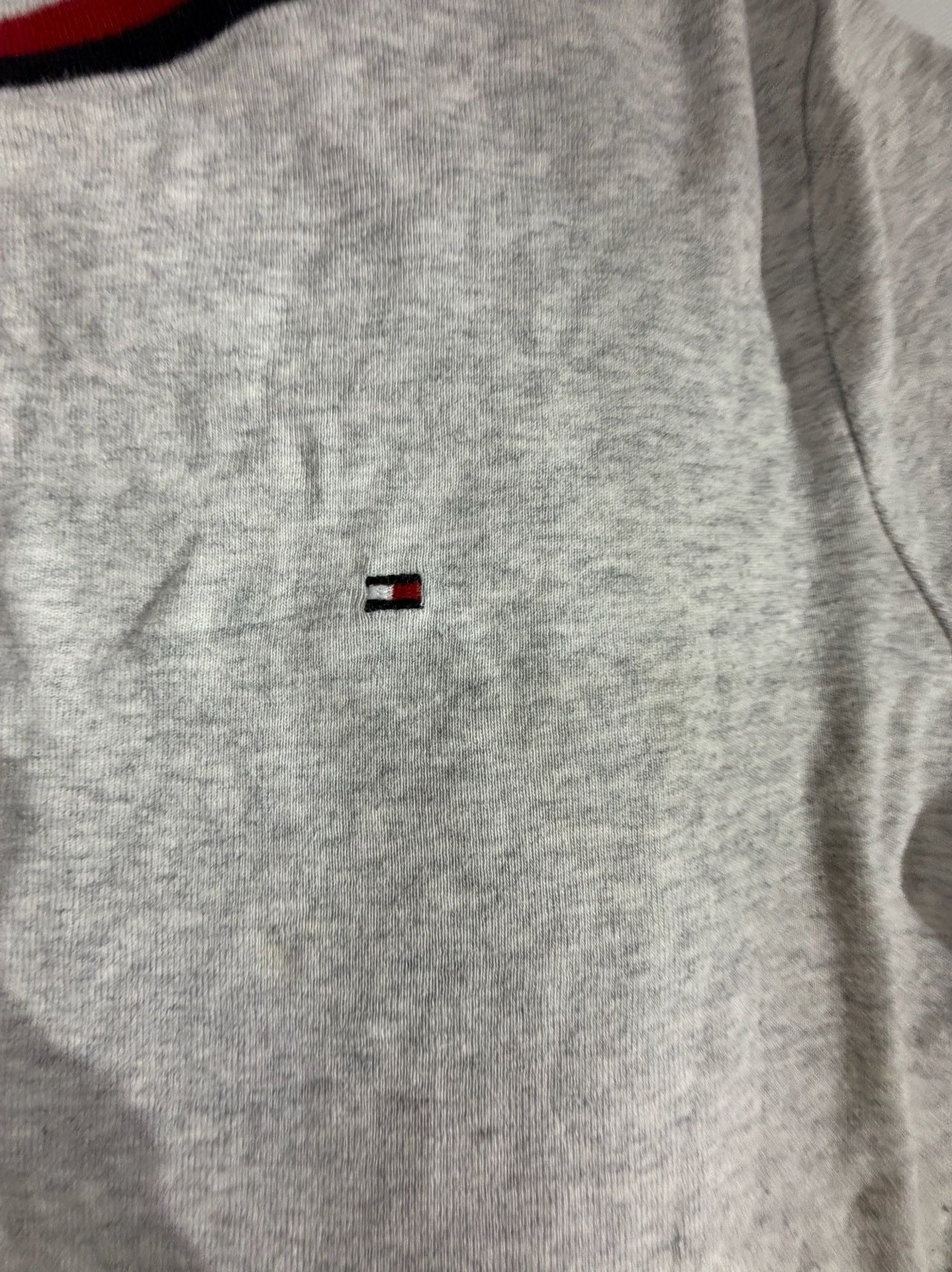 Tommy Hilfiger Heather Grey Striped Trim T-Shirt Size L 3