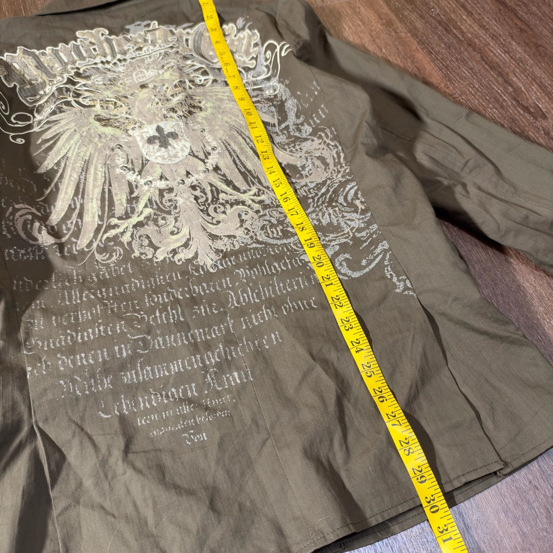 Manchester Y2K Graphic Blazer Jacket Olive Brown Layered Jacket 6