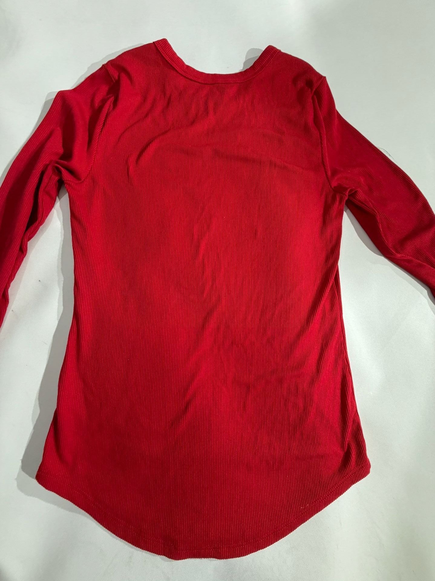 No Boundaries Red Ribbed Long Sleeve Crewneck Top Size M 7-9 8