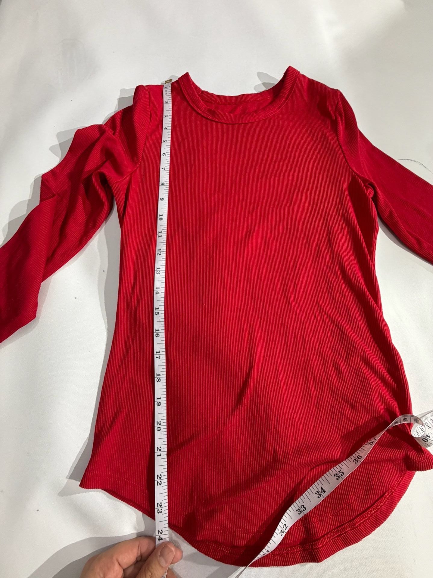 No Boundaries Red Ribbed Long Sleeve Crewneck Top Size M 7-9 5