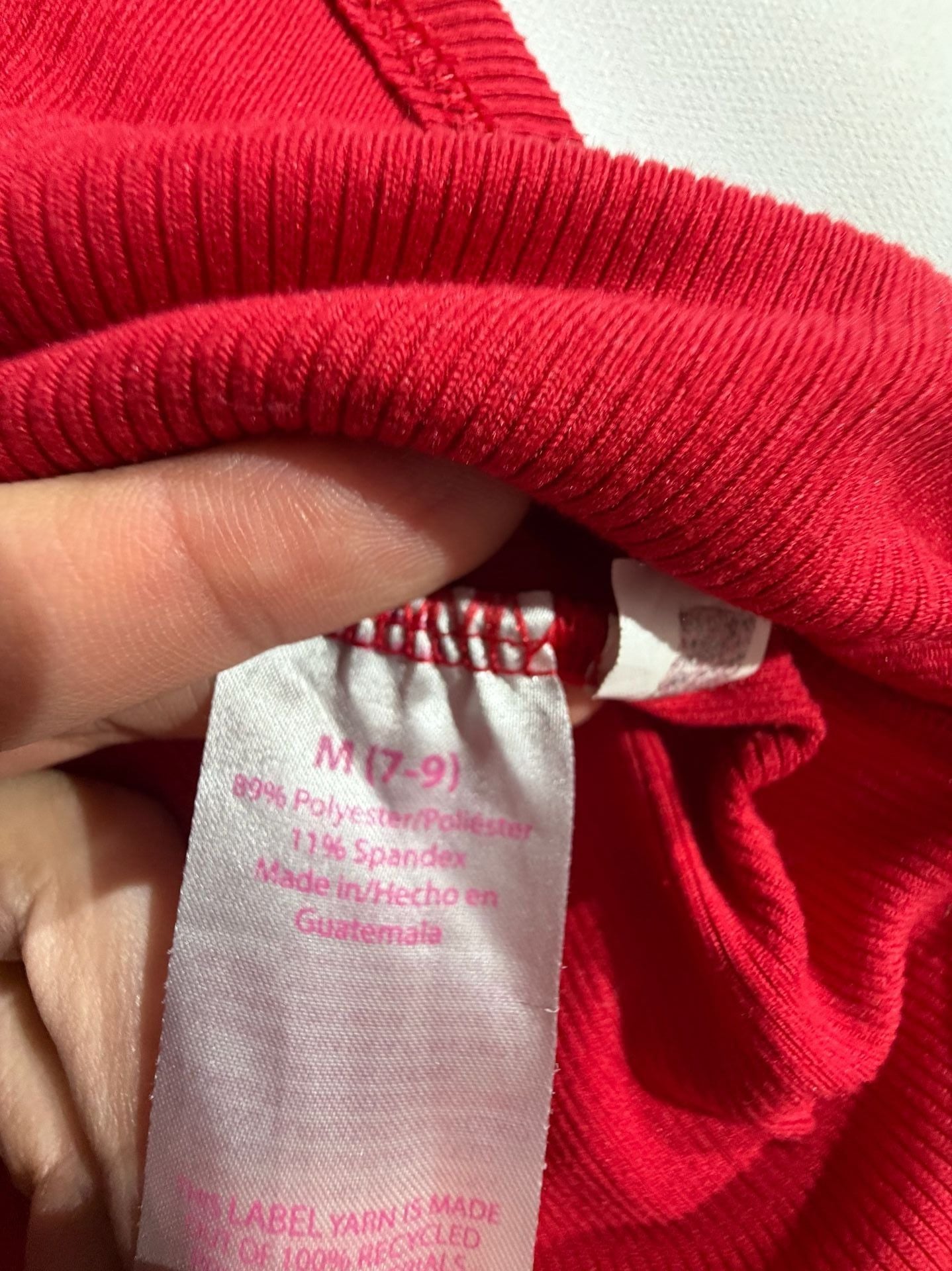 No Boundaries Red Ribbed Long Sleeve Crewneck Top Size M 7-9 4