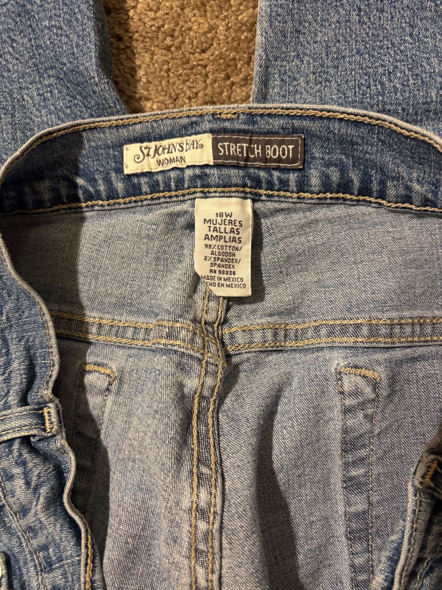 St. John's Bay Stretch Bootcut Jeans Womens 18W Medium Wash Denim Plus Size 3