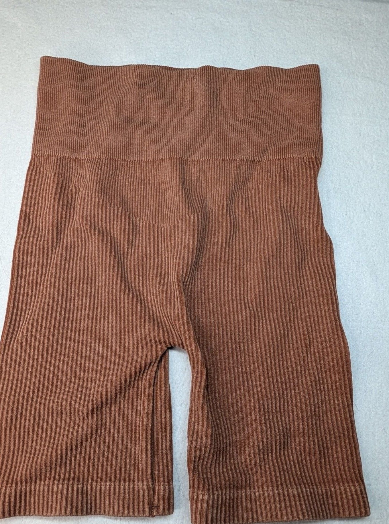 AURA Ribbed Workout Set Tank Top Biker Shorts XXS/XS Brown C162-W 5