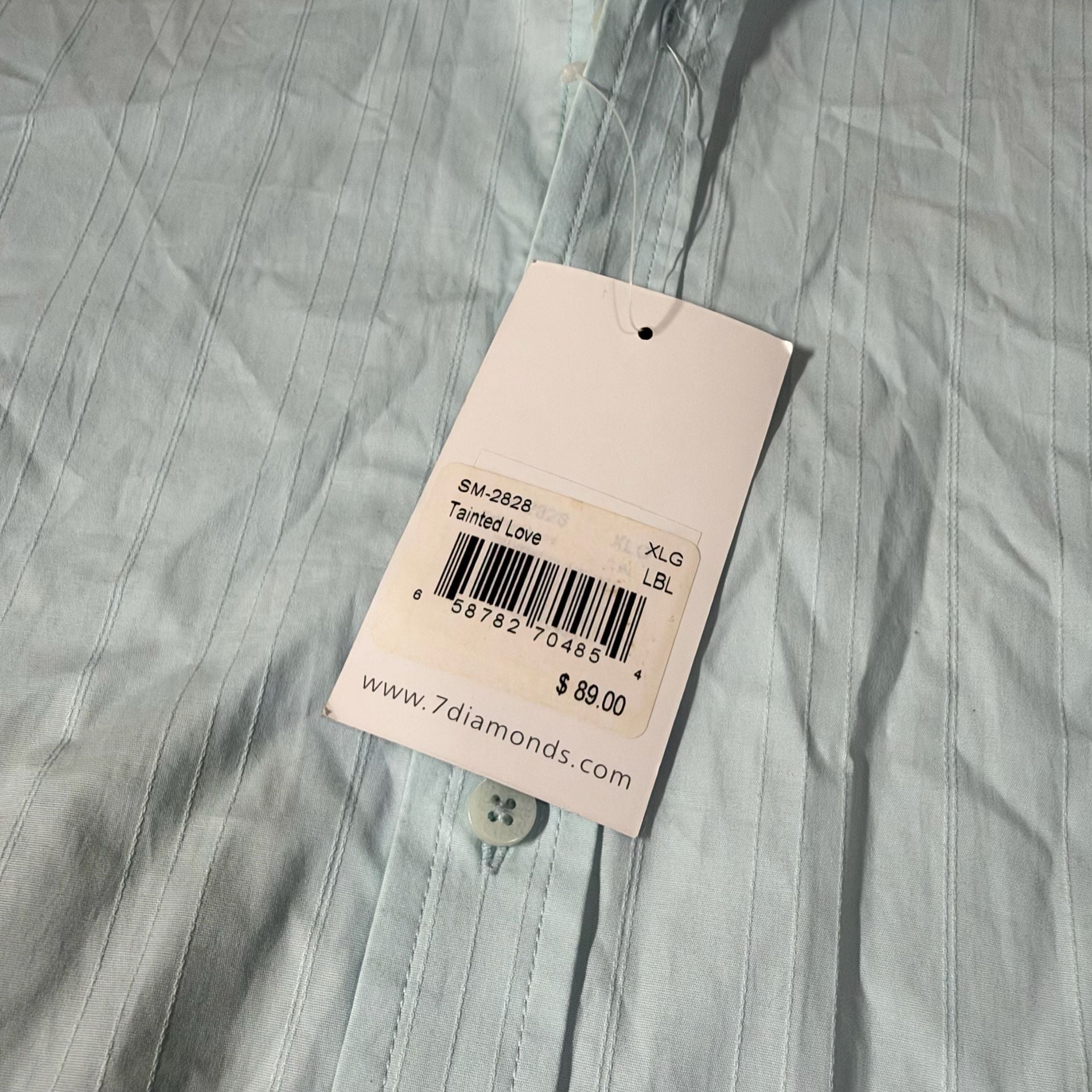 7 Diamonds Y2K Long Sleeve Button Down Shirt Size XL Light Blue Black 8