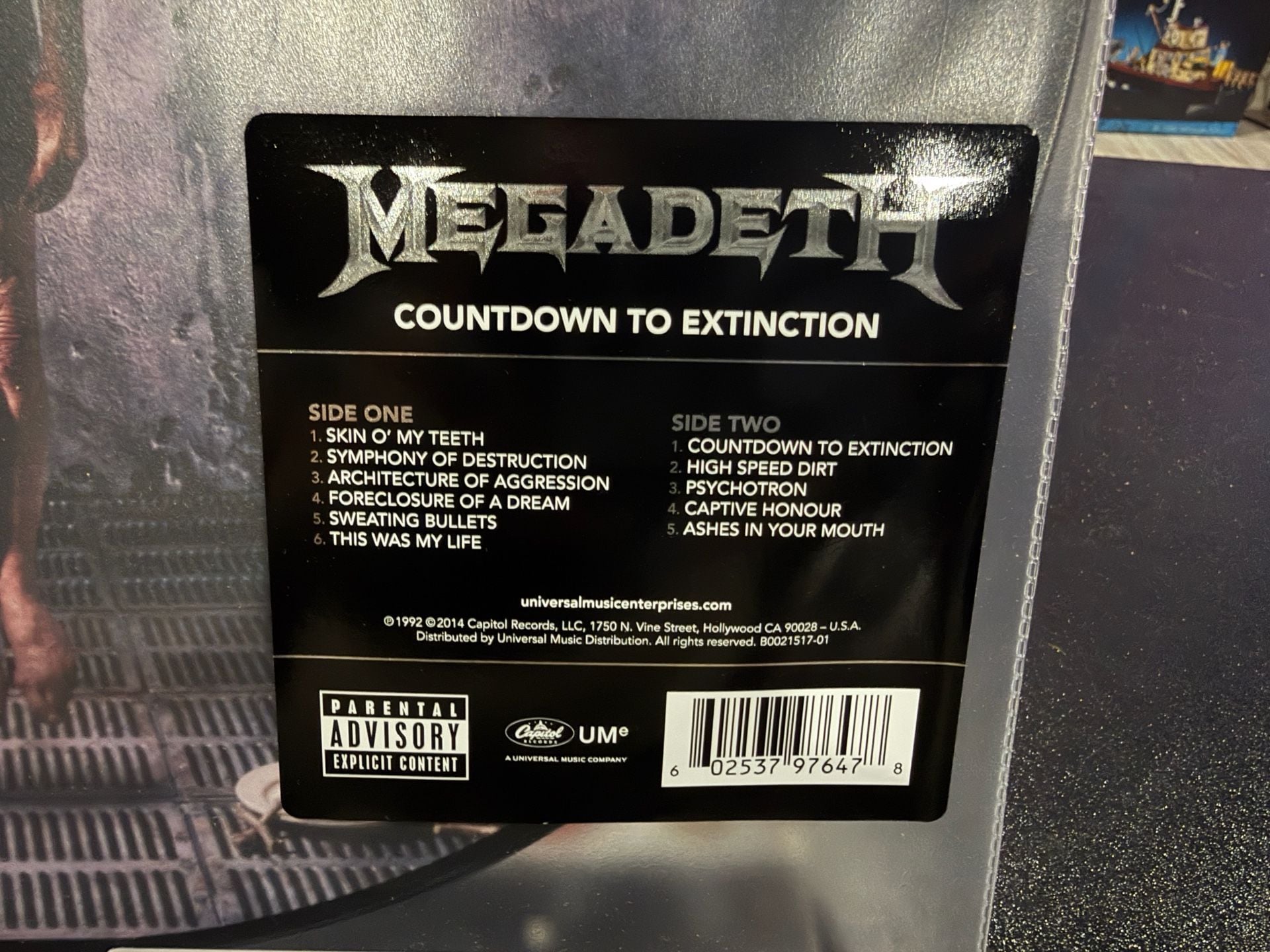 Megadeth Countdown to Extinction Picture Disc Vinyl LP 2
