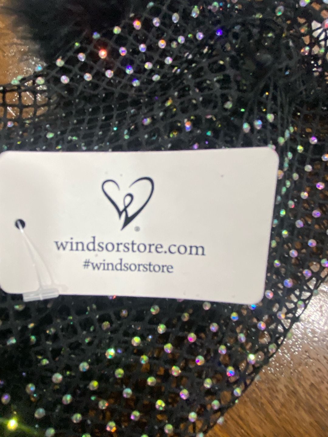 Windsor Rhinestone Mesh Top Size S Black Feather Trim 7