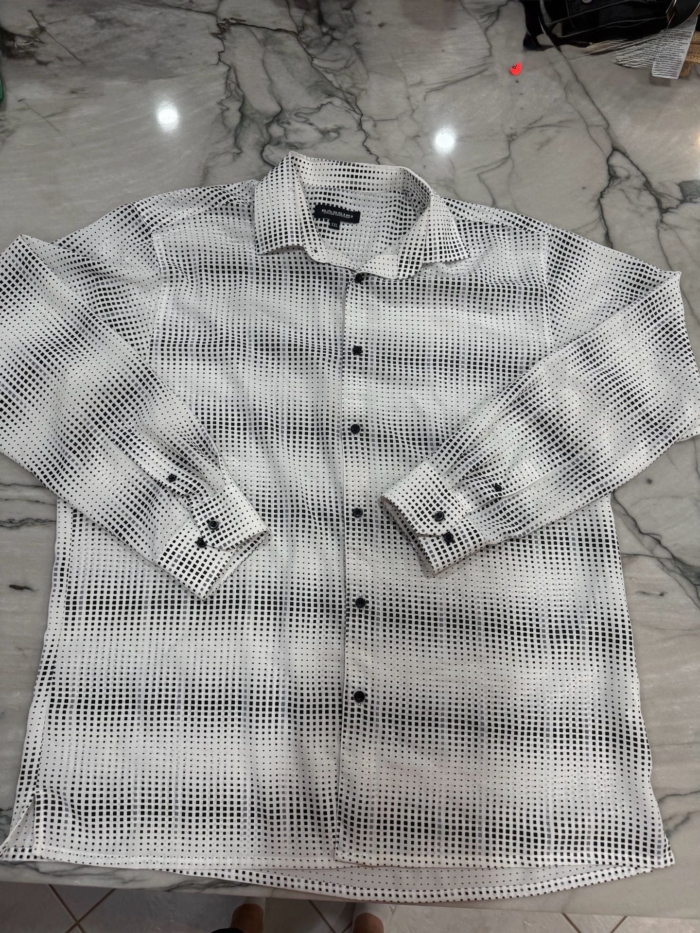 Bassiri Limited Collection Button-Up Shirt Size XXL Black White Geometric 2