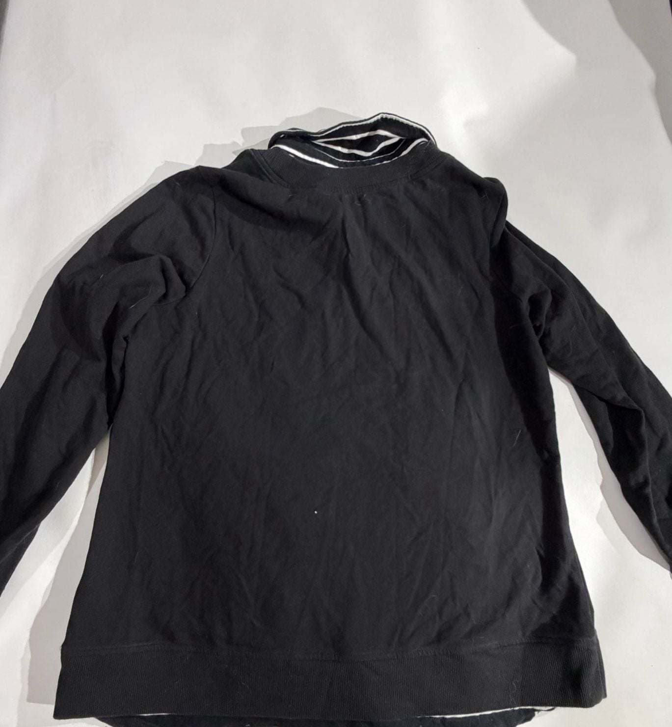 Denim & Co. Black 2-in-1 Layered Striped Collar Top Size M 7