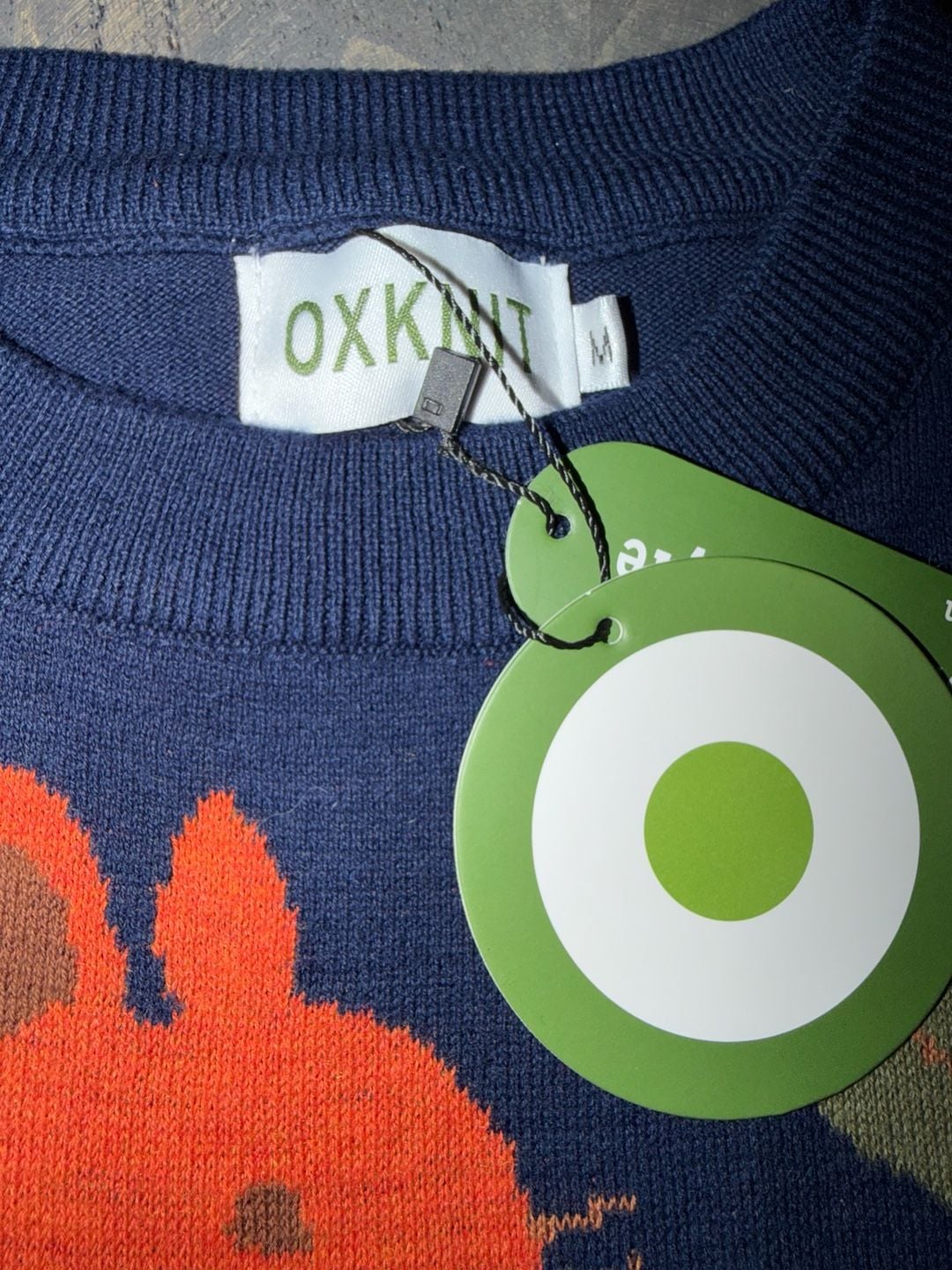 Oxknit Squirrel Tree Sweater Size M Blue Red Retro Knit Top 4