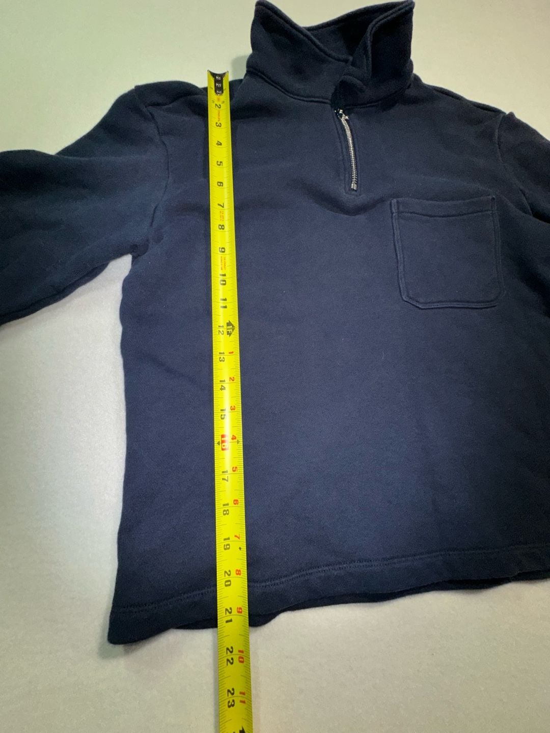 H&M Quarter Zip Pullover Navy Blue Pocket Sweatshirt 8