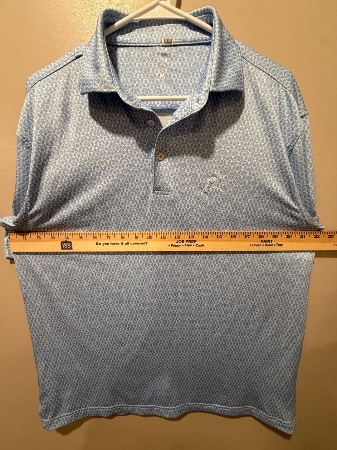 Rhoback Performance Polo Shirt Size M Light Blue Patterned Golf 8