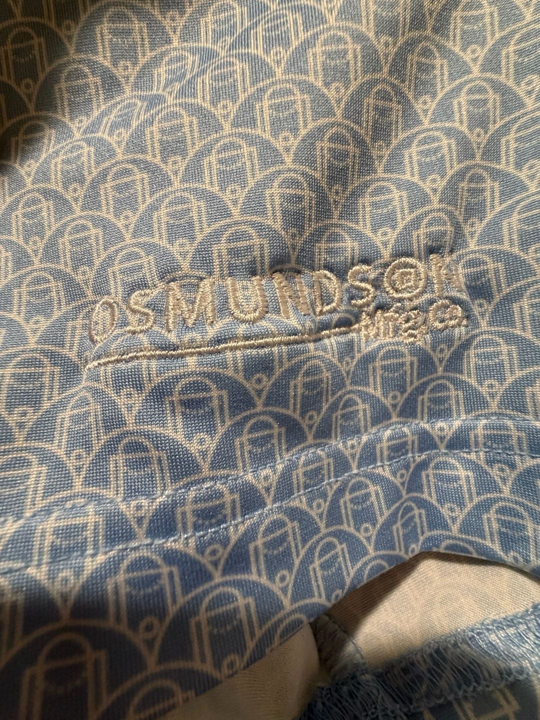 Rhoback Performance Polo Shirt Size M Light Blue Patterned Golf 10