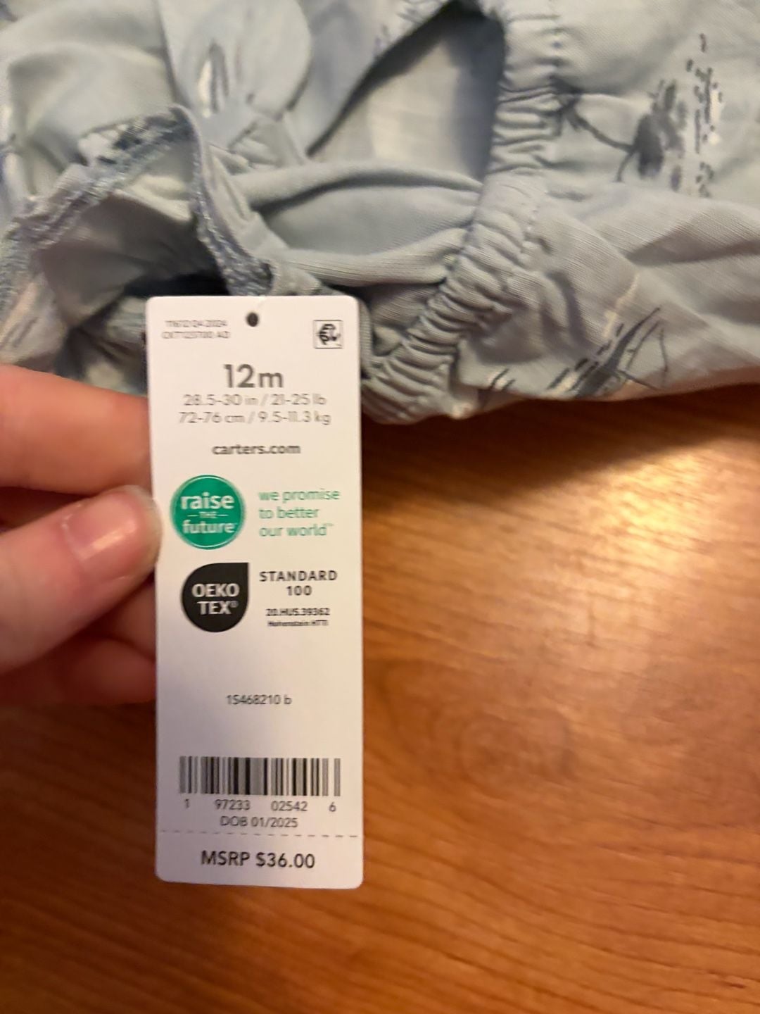 Carter's Ocean Print Dress Size 12m Blue Ruffle Sleeves 3