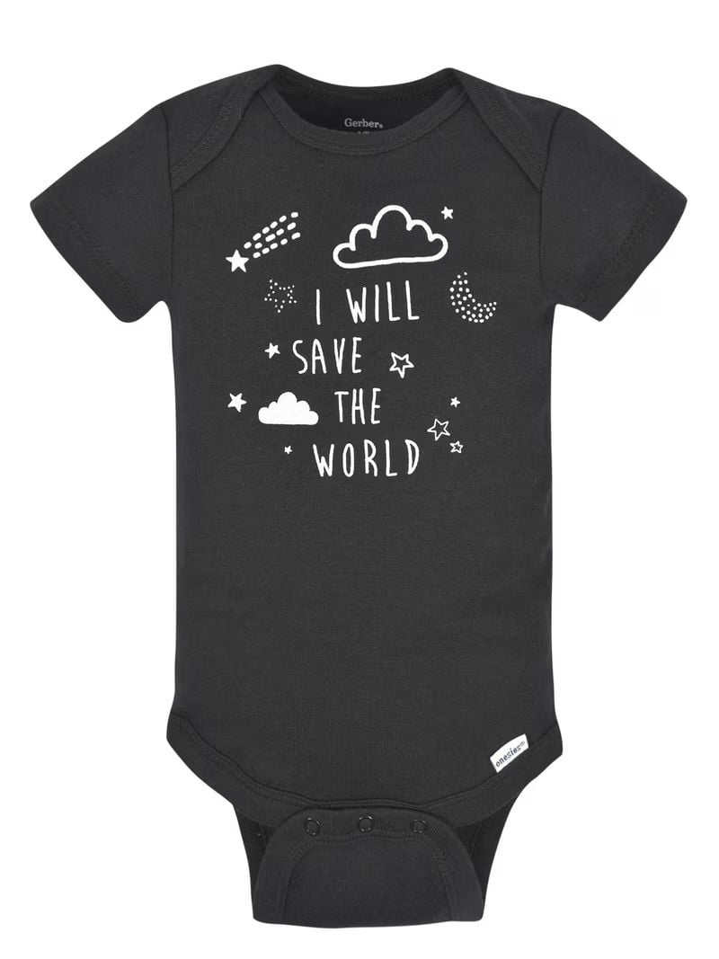Gerber Onesies Baby Boy Short Sleeve Bodysuits Black Newborn 2