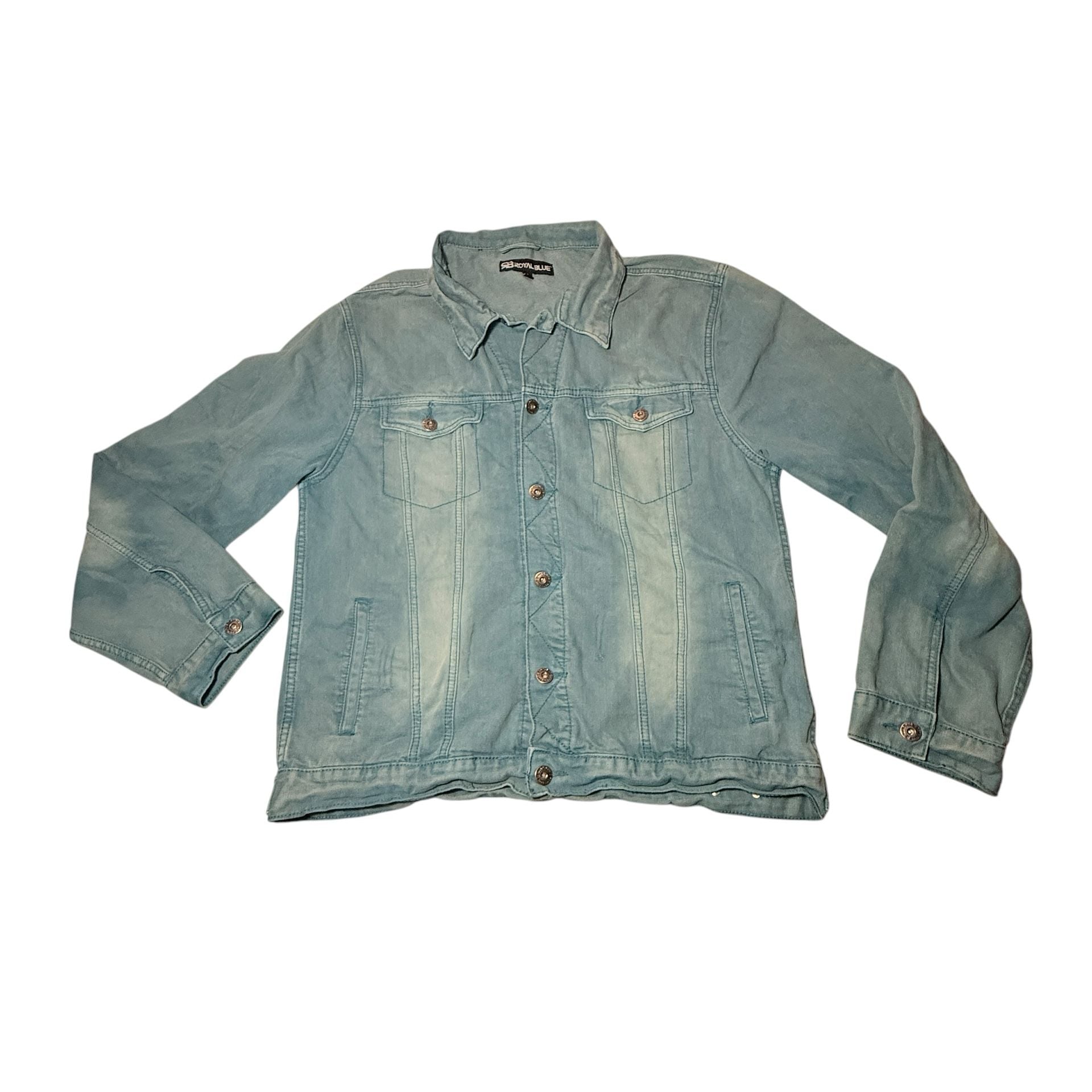 Royal Blue Denim Jacket Size XL Blue Cotton Blend Button Up 2
