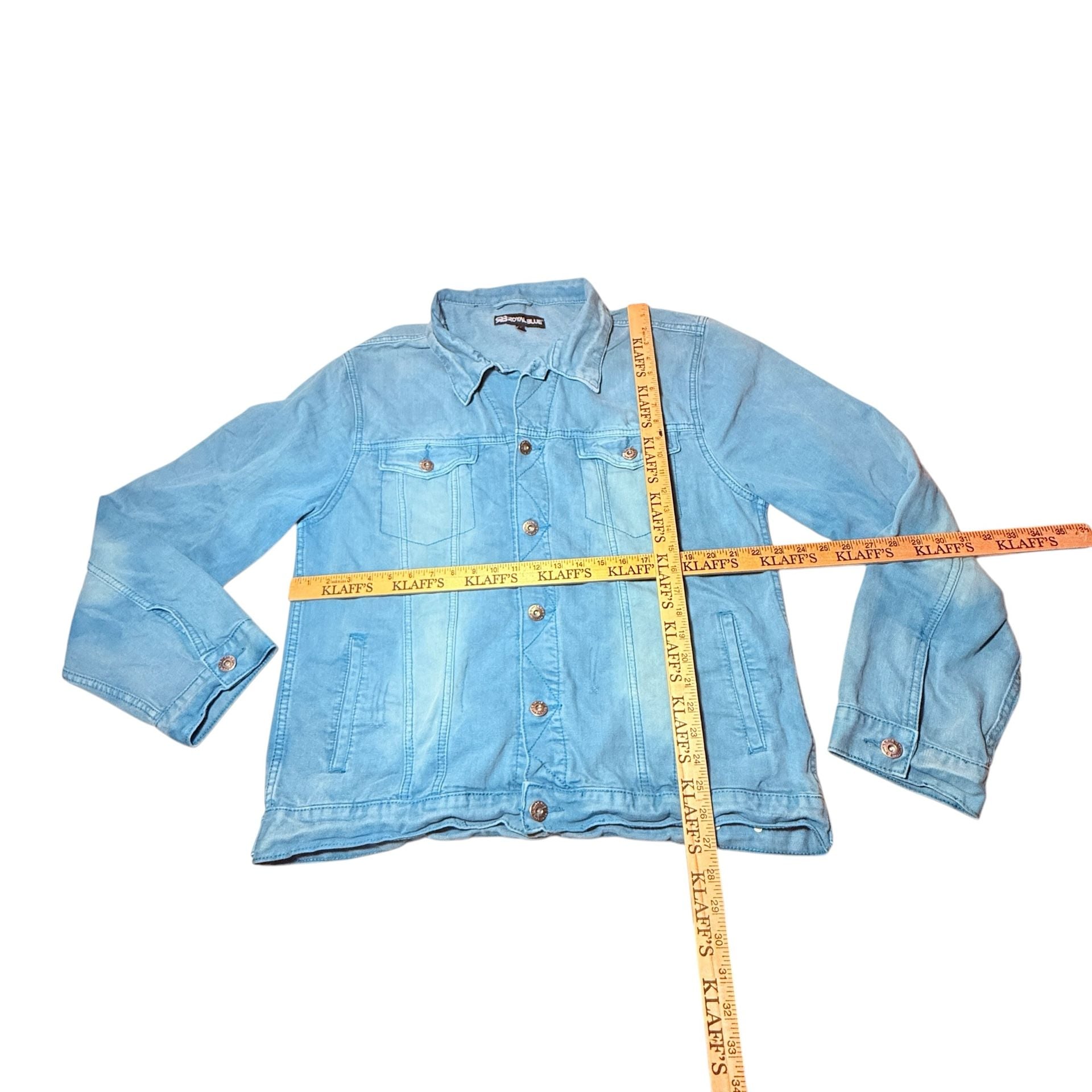 Royal Blue Denim Jacket Size XL Blue Cotton Blend Button Up 4