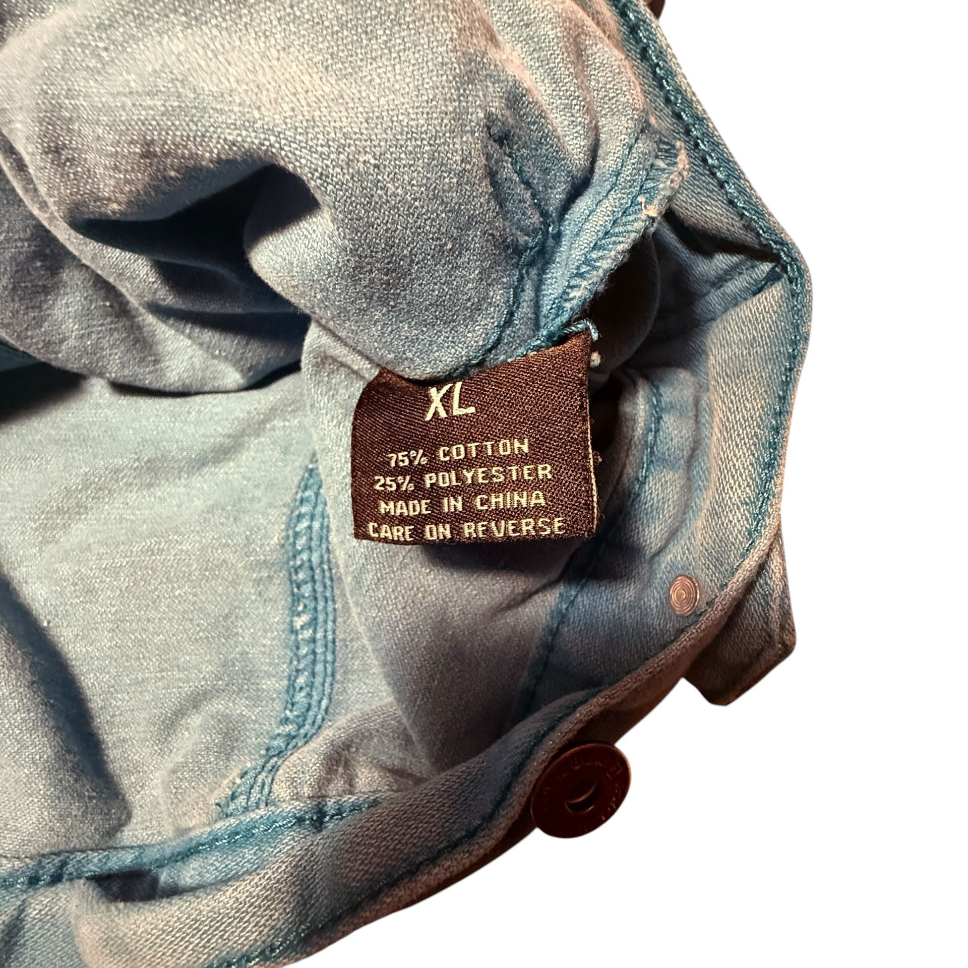 Royal Blue Denim Jacket Size XL Blue Cotton Blend Button Up 5