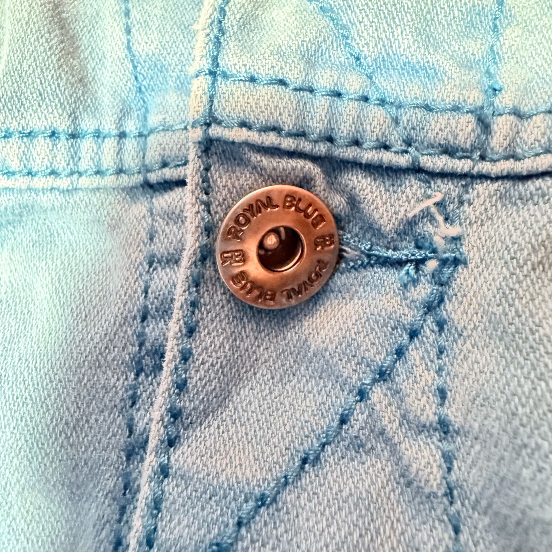 Royal Blue Denim Jacket Size XL Blue Cotton Blend Button Up 12