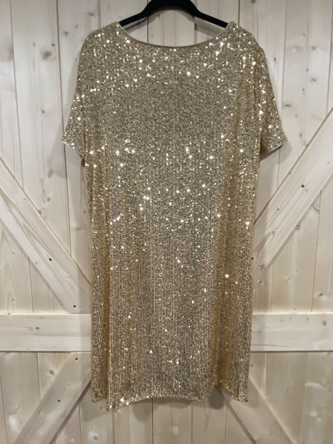 Vince Camuto Sequin Dress Size XL Gold Short Sleeve Cocktail Party 7