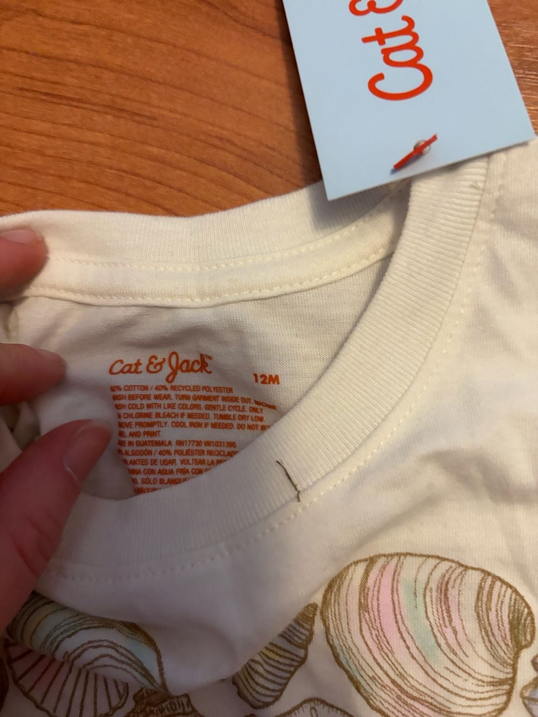 Cat & Jack Seashell Heart Graphic T-Shirt Size 12M White 6