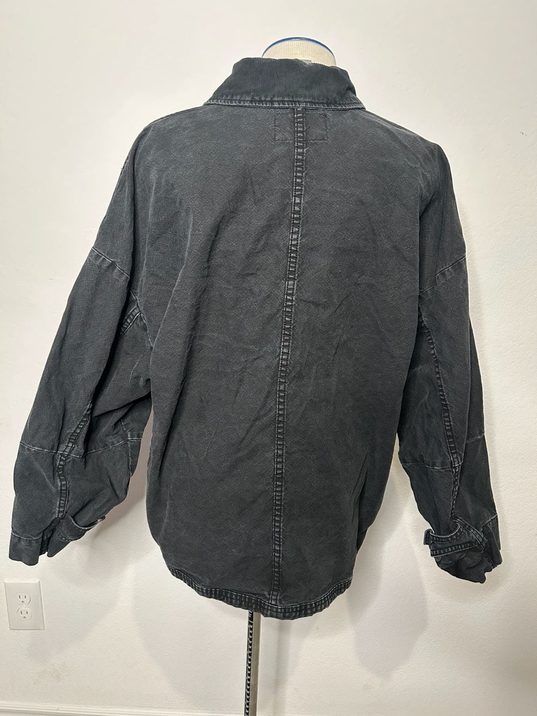 We The Free Jacket Size M Black Denim Utility Zip Cordcollar 5