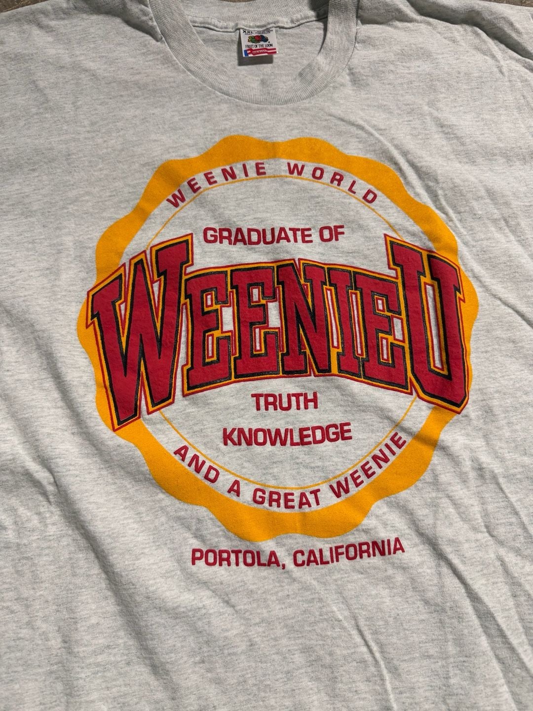 Fruit of the Loom Weenie World T-Shirt XXL Grey Graphic Tee Portola CA 3