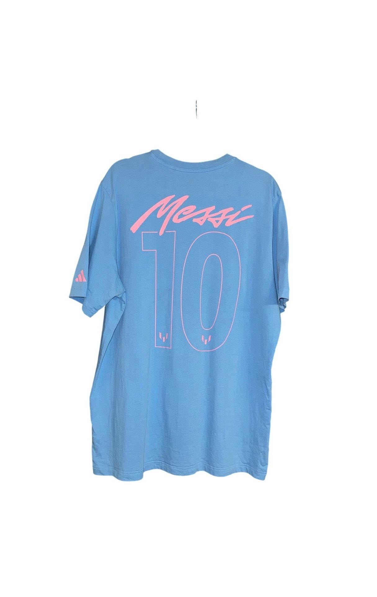 Adidas Messi 10 T-Shirt Size XL Blue Pink Graphic Soccer Inter Miami 4
