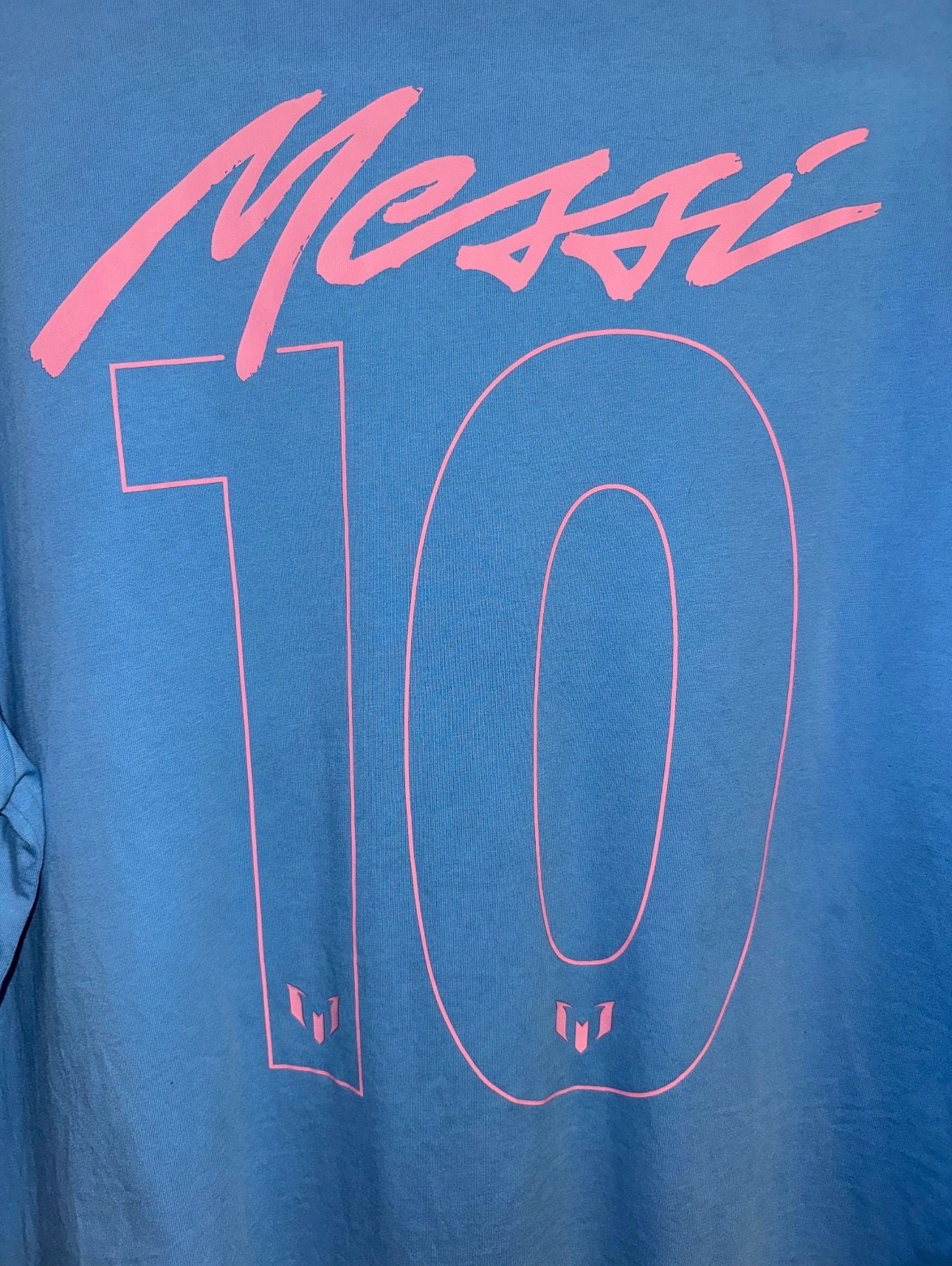 Adidas Messi 10 T-Shirt Size XL Blue Pink Graphic Soccer Inter Miami 5