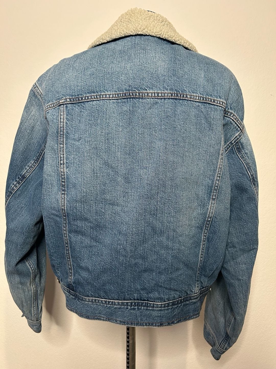 Madewell Sherpa Collar Denim Jacket Blue Quilted Lined 3