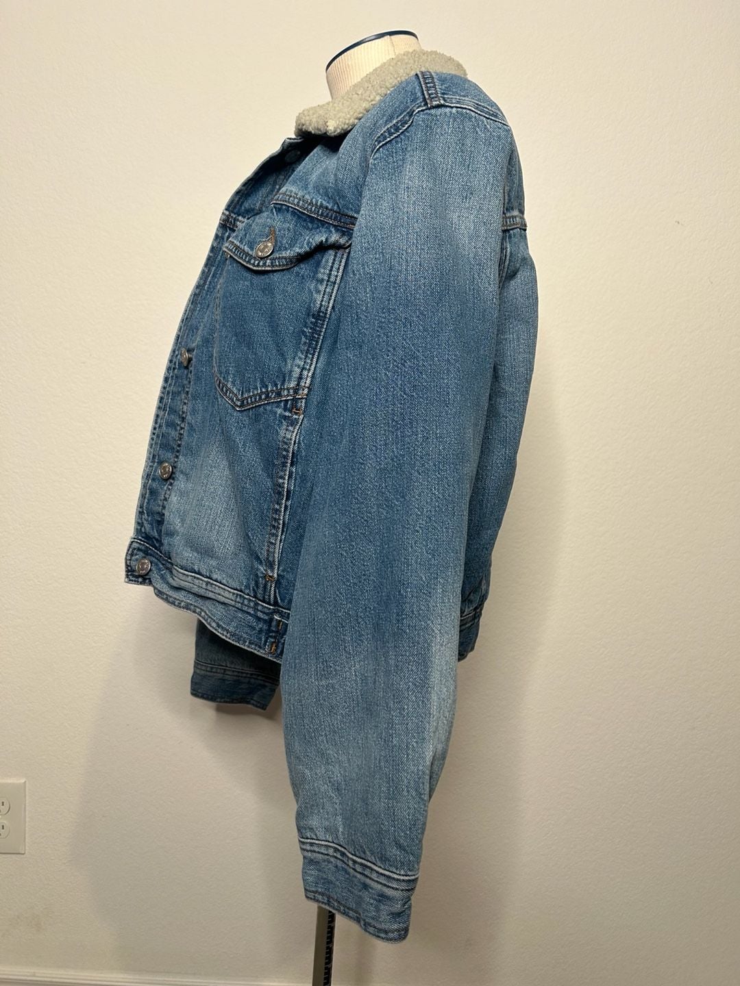 Madewell Sherpa Collar Denim Jacket Blue Quilted Lined 4