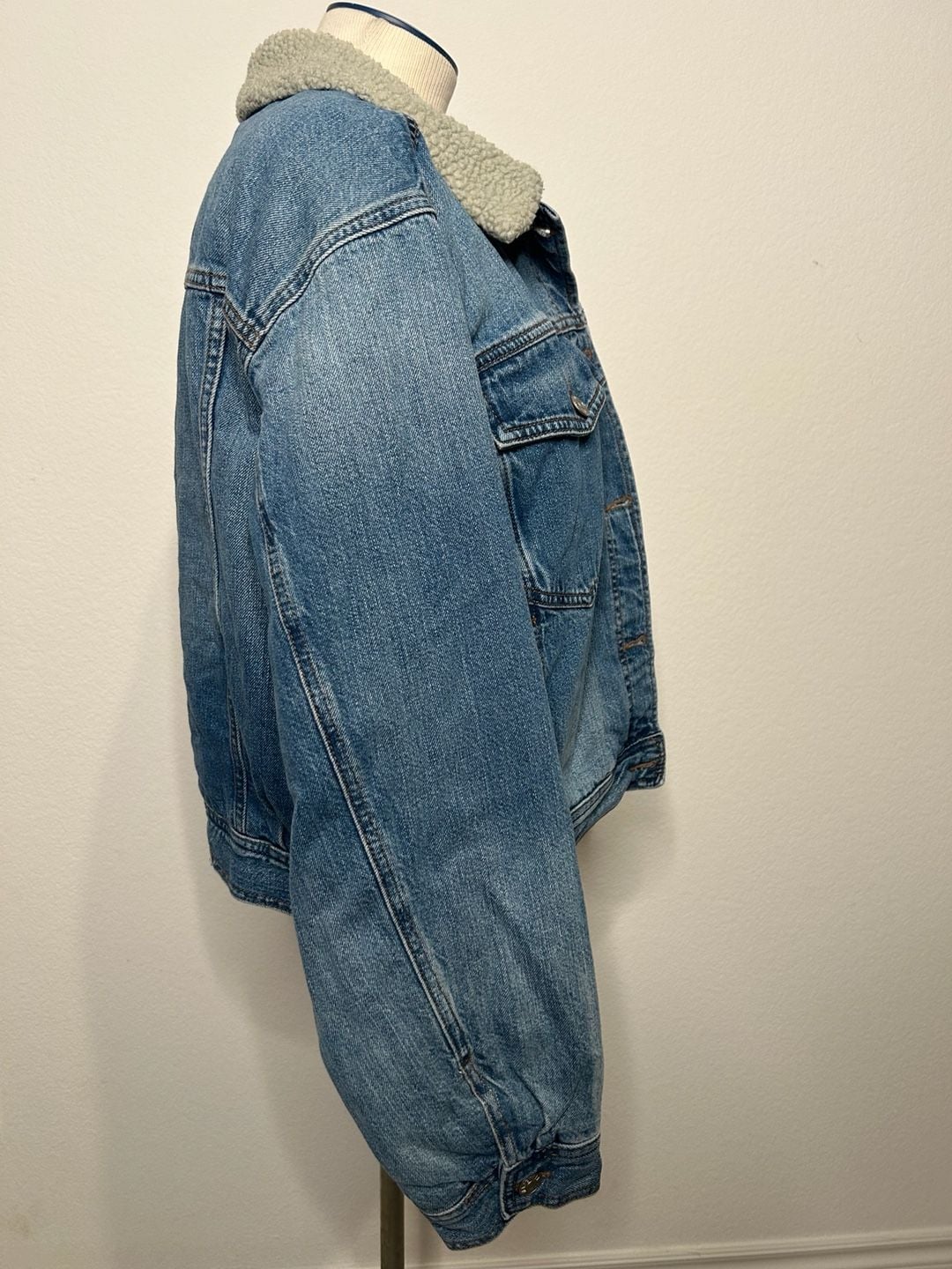 Madewell Sherpa Collar Denim Jacket Blue Quilted Lined 5