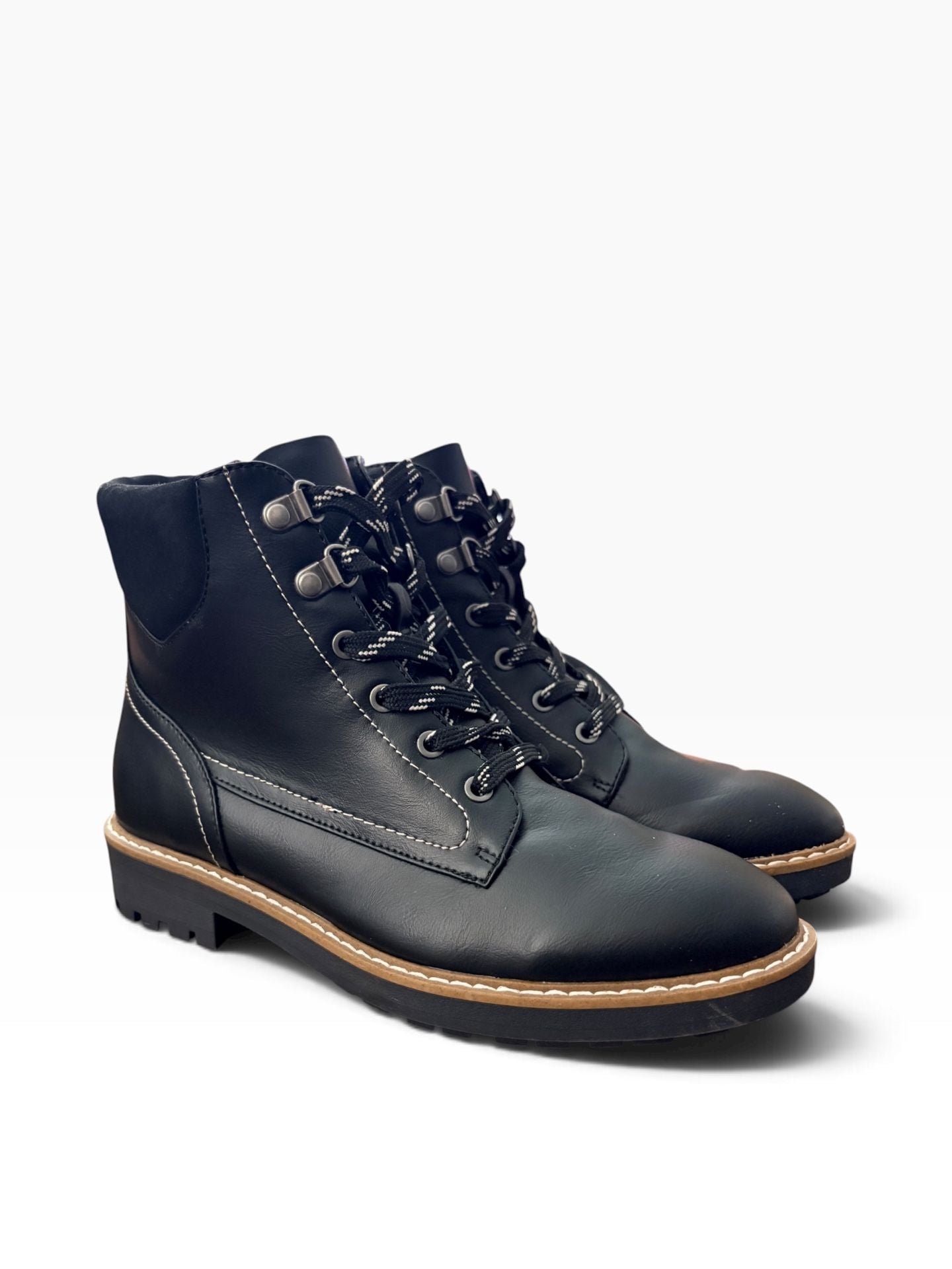 St. John's Bay Durham Boots Size 7M Black Faux Leather 3