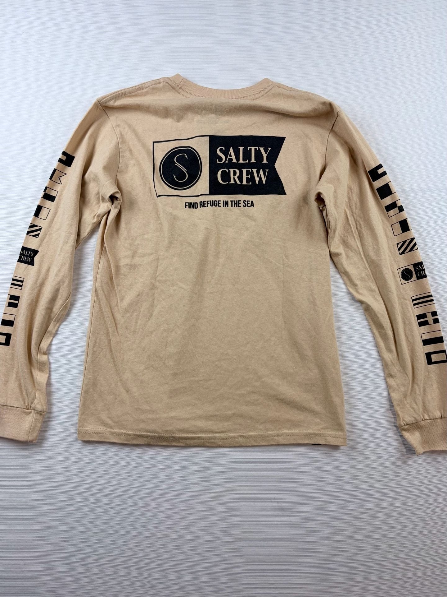 Kids Salty Crew Long Sleeve T-Shirt Size Small Tan Premium Find 4
