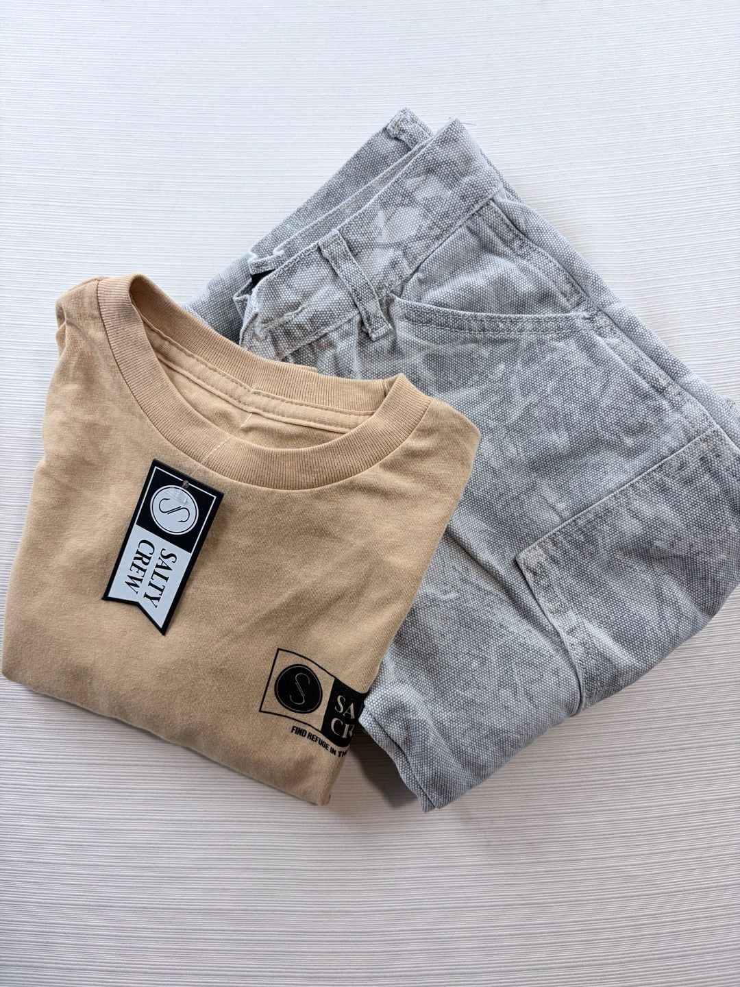 Kids Salty Crew Long Sleeve T-Shirt Size Small Tan Premium Find 6