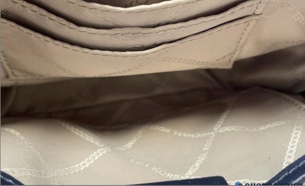 Michael Kors Denim Crossbody Bag Blue Leather Chain 5