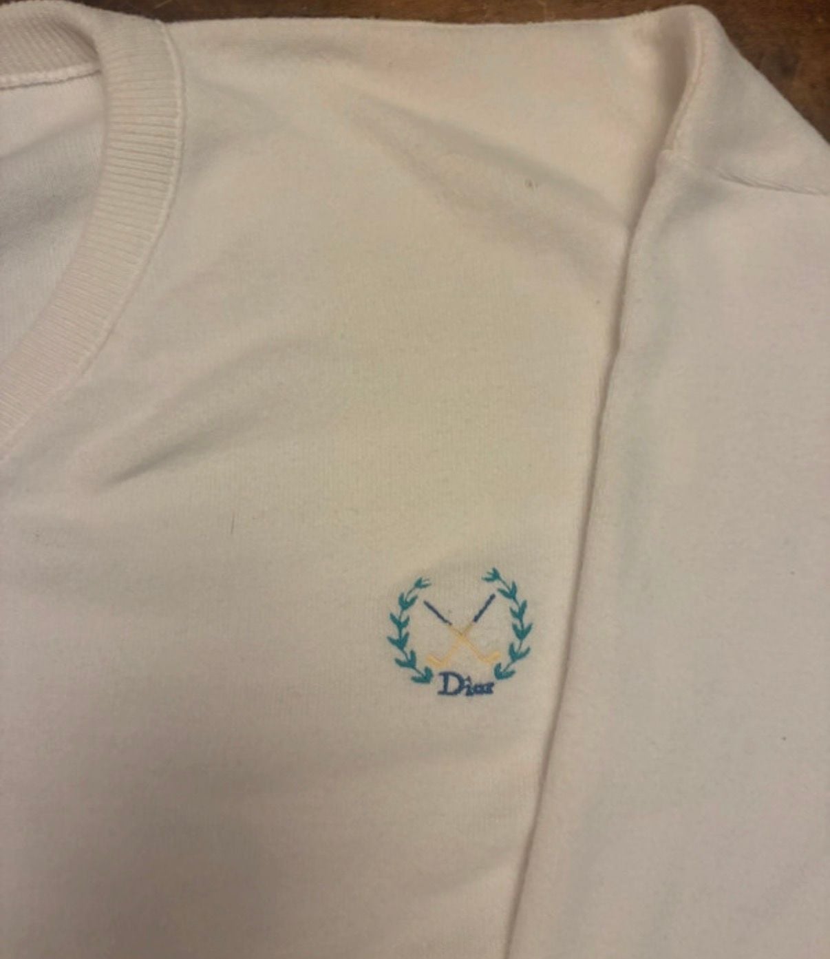 Christian Dior Monsieur V-Neck Sweater Size XL White Cotton Golf Logo 3