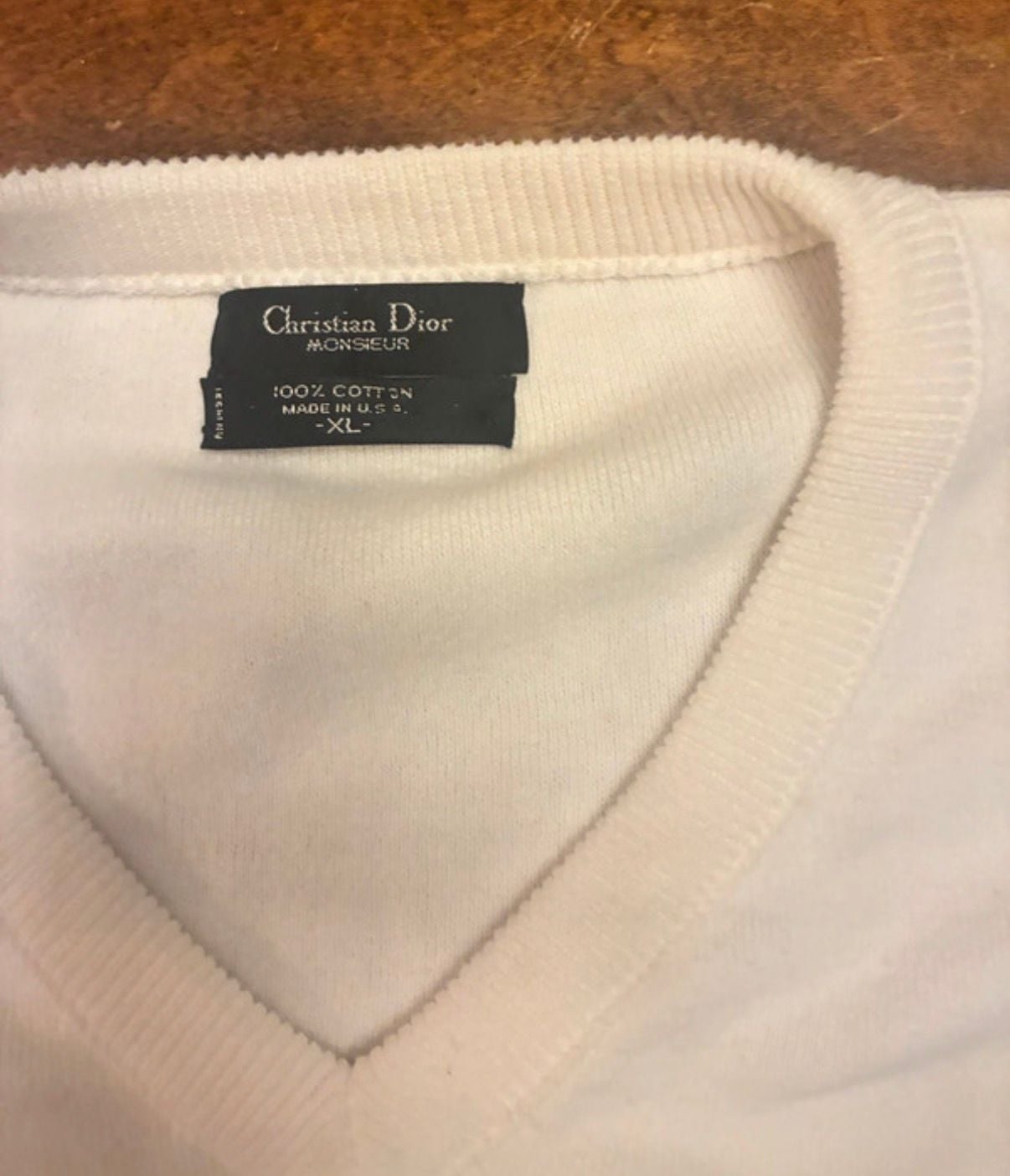 Christian Dior Monsieur V-Neck Sweater Size XL White Cotton Golf Logo 4