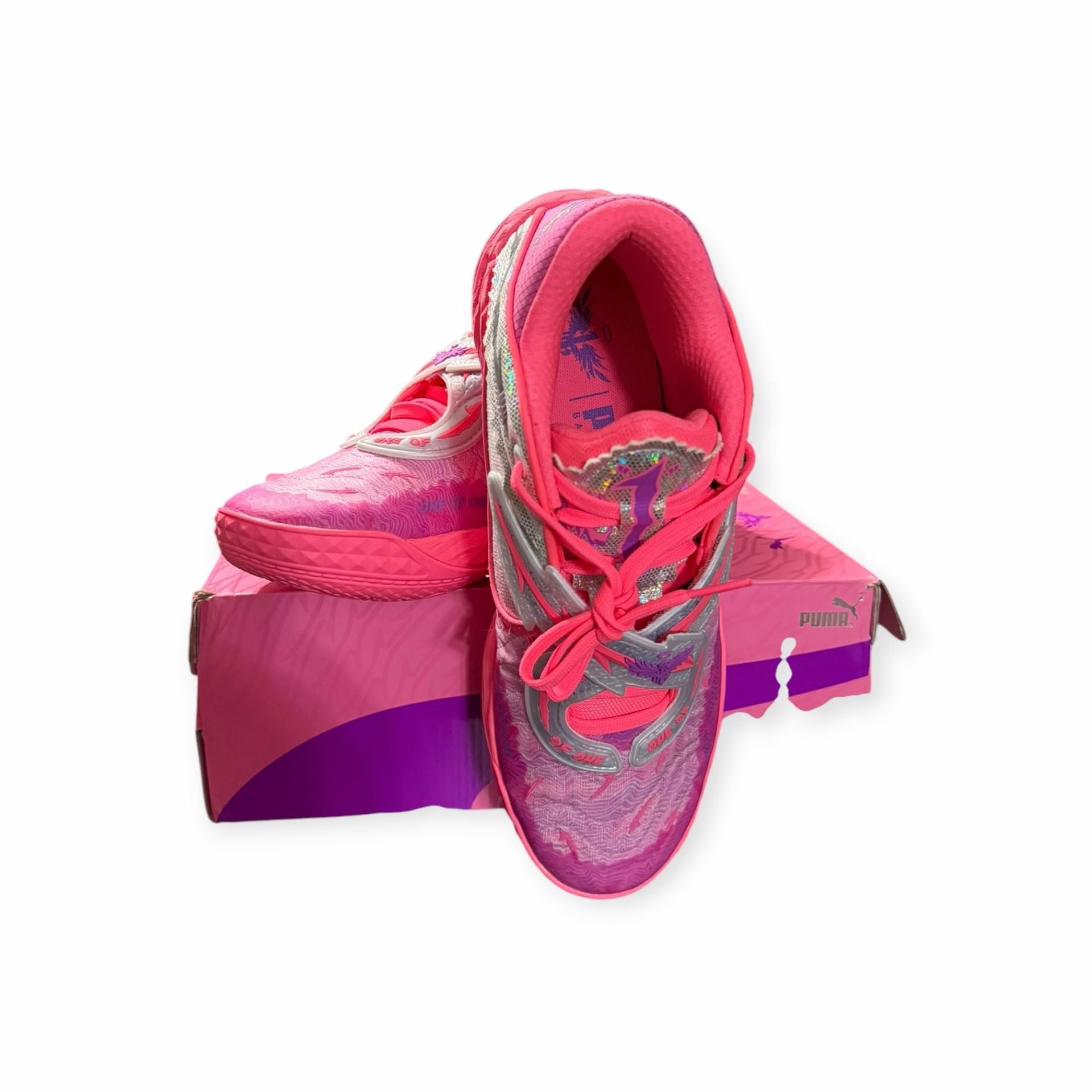 Puma MB.03 Glow Pink Silver Basketball Shoes - 9M 7