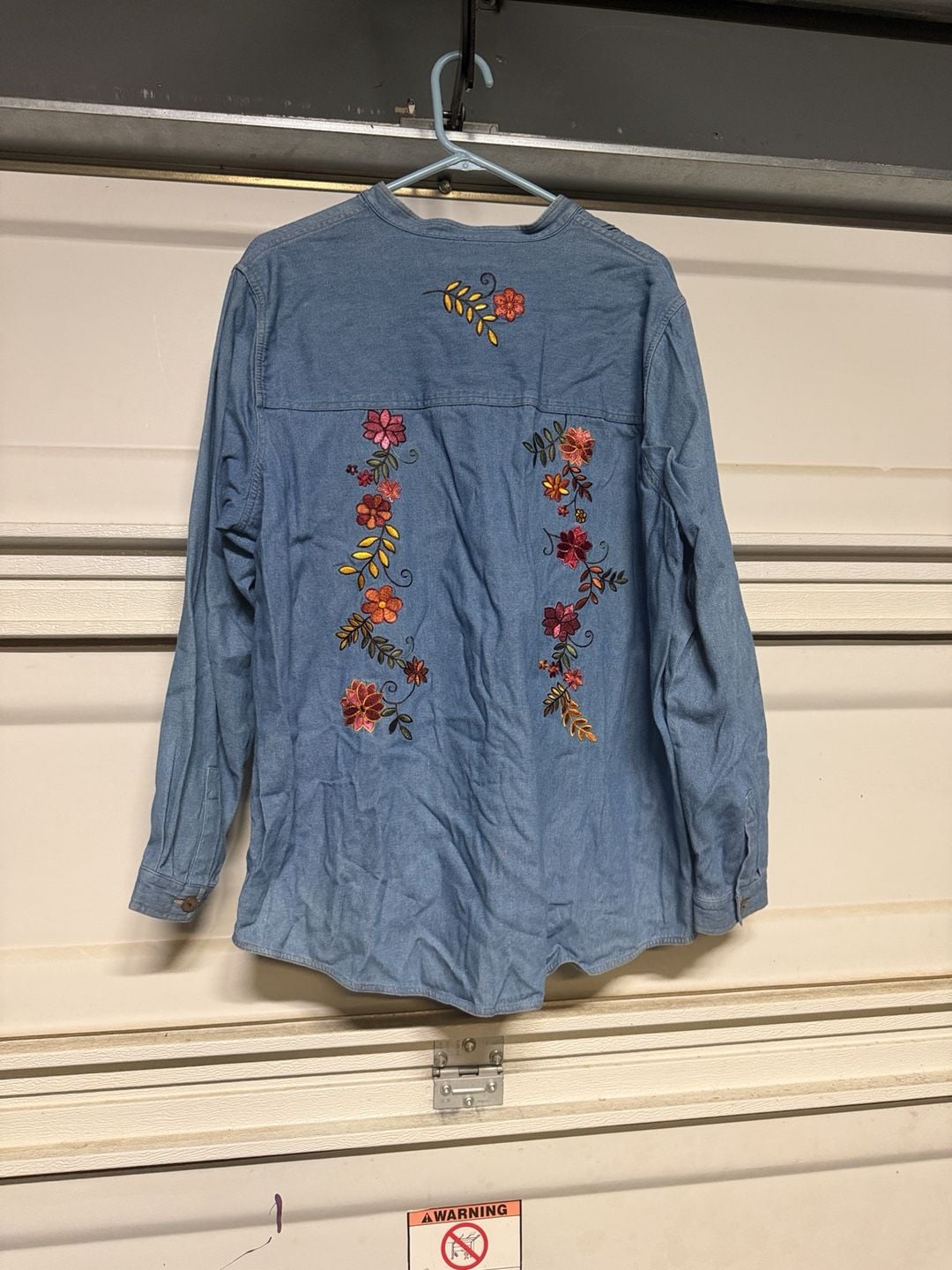 Coldwater Creek Embroidered Denim Shirt Size 2X Blue Floral Button Up 4