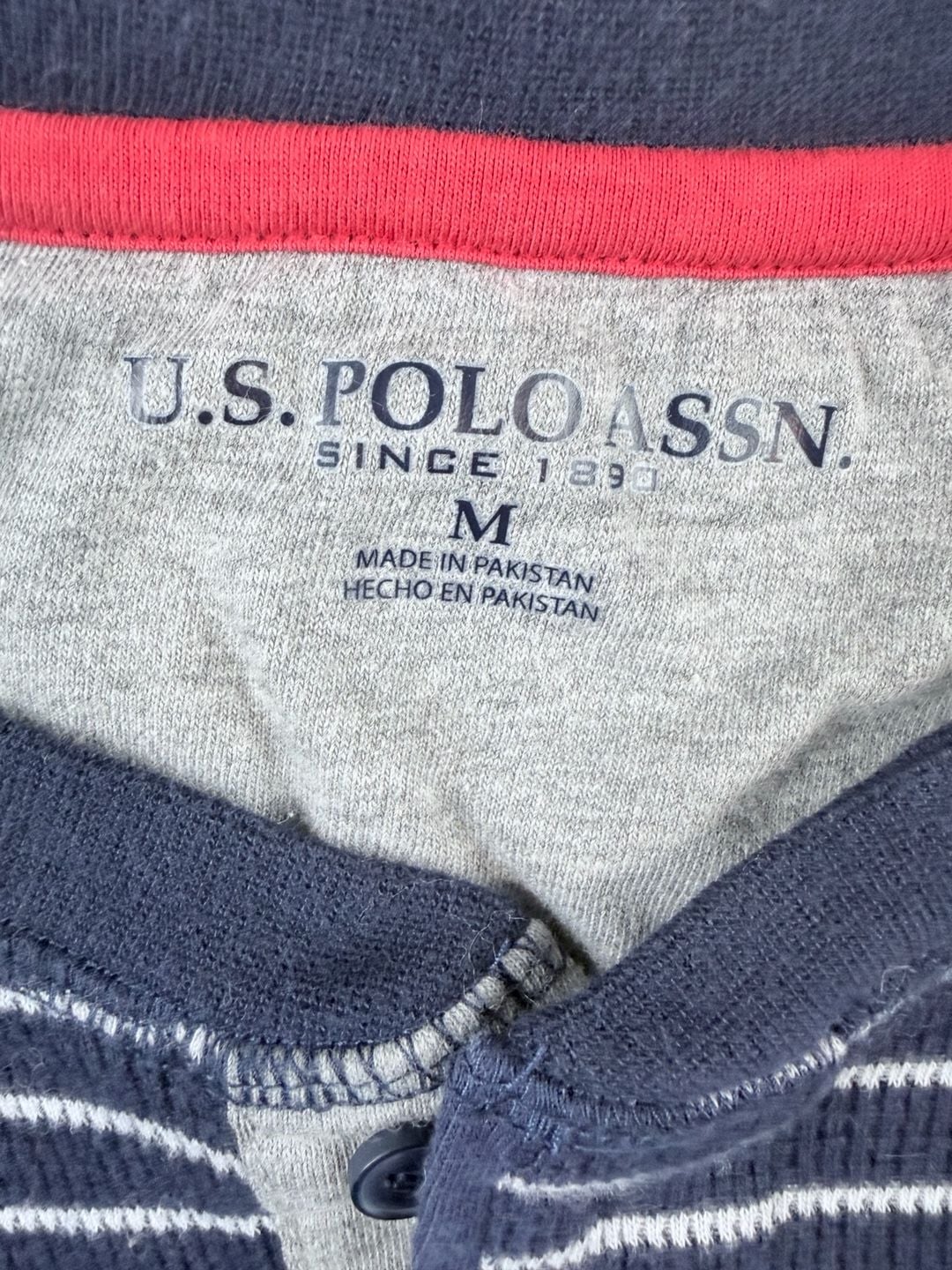 U.S. Polo Assn. Striped Thermal Henley Size M Blue 3