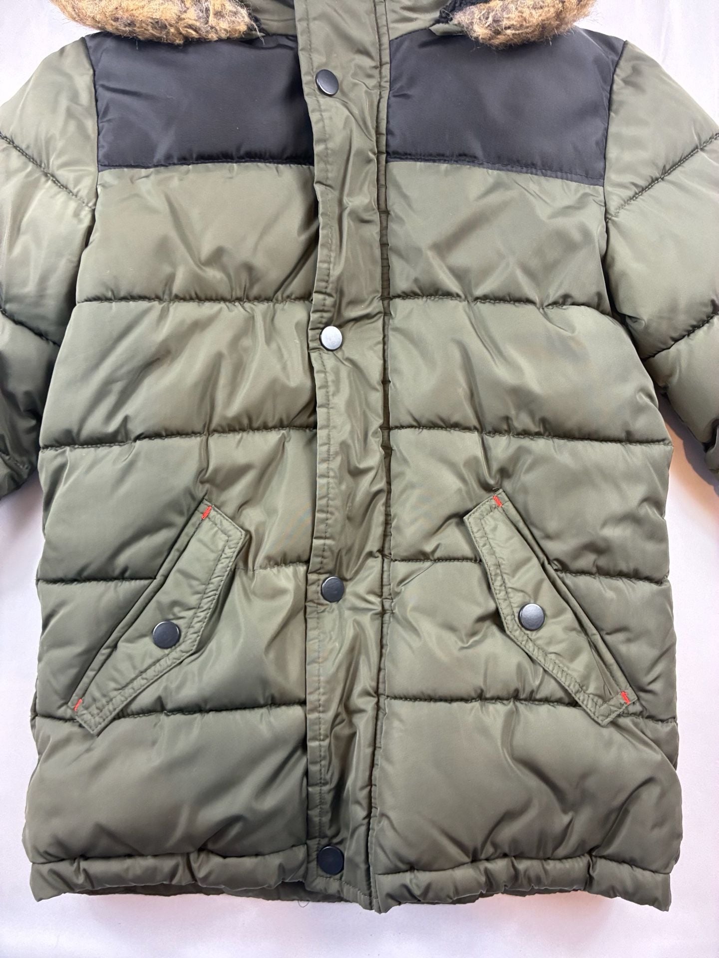Cozy Puffer Jacket Green Faux Fur Hooded Coat 3