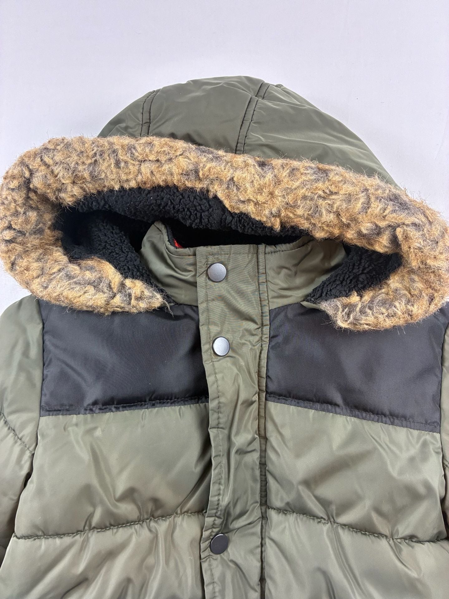 Cozy Puffer Jacket Green Faux Fur Hooded Coat 4