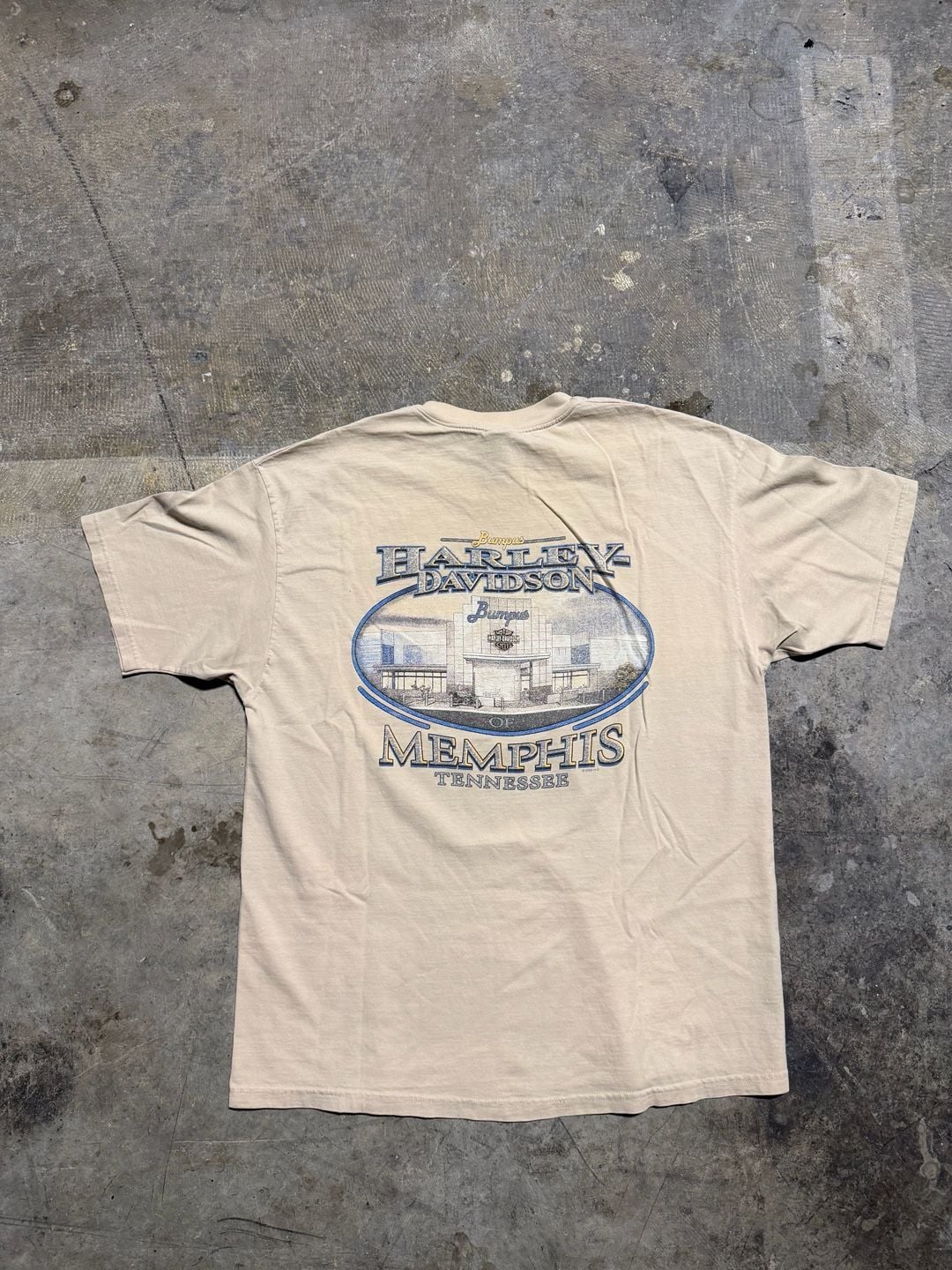 Harley Davidson Memphis T-Shirt Size XL Tan Legends Can't Stand Still 2000 6